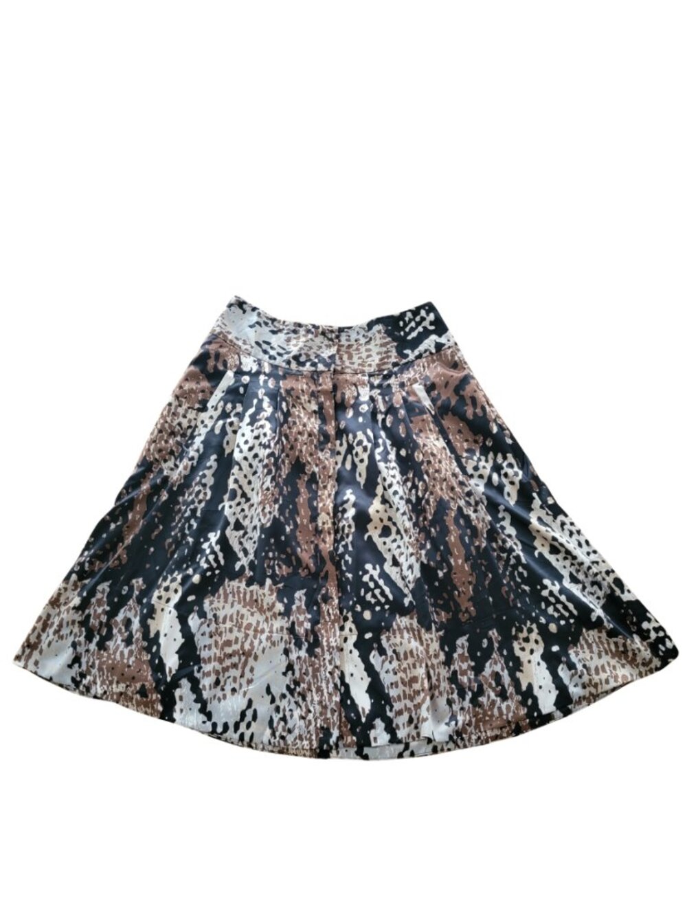 Worthington Brown Black Cream Animal-Print Midi Skirt